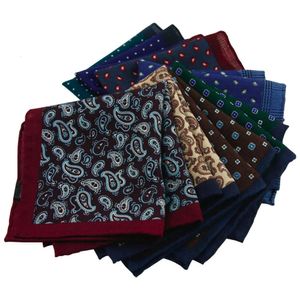 High Quality 100 Wool Fashion Pocket Handkerchief Luxury Paisley Pattern Square Hanky With Giftbox 240401