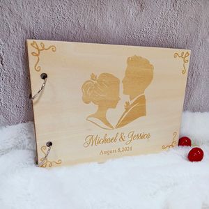 Libro ospite personalizzato da sposo da sposa Custom A5 A4 Size Wood Ospite Guest Engagement Anniversary Reghip Guest Firme Book