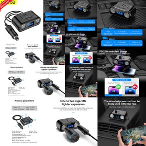 NOVO 2024 2024 CARREGO DE CARRETO DE CARREGO DE CARREGO DO CIGAR SPOCK TOGLETO DO CURPO DO CURPO PD QC3.0 CARGULADOR RÁPIDO 4PORT SOBREGE 12V/24V COM VOLTMETER UMA