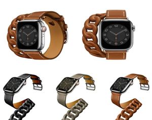 ウォッチ用ストラップ1/2/3/4/5/6/6/7世代プレミアムレザービジネスダブルツアーブレスレットIWATCH（40mm 44mm）1265922