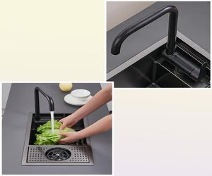 Lavandino cucina nascosto di piccole dimensioni nere lavandino per barretta per balcone in acciaio inossidabile nascosto nero con una rondella a tazza bar6051396