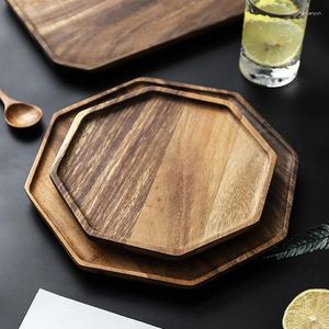 Tea Trays Wooden Tray Acacia Wood Large Appetizer Snack Food Plate Coffee Dishes Kitchen Serving Decorative Tableware