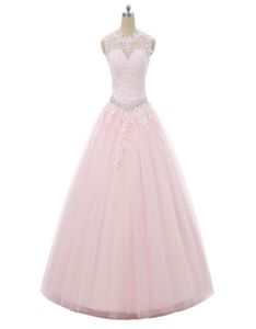 2019 New Princess Pink Crystal Appliciques Ball Gown Quinceanera Dresses Sequins Backless Plus Size Sweet 16 Dresses Vestidos de 15 9451108