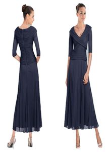 ВМС Blue Chiffon Mother of the Bride Dress Elegant High -Caffore Chiffon Wedding Guest Party 2647163