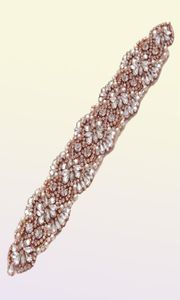 MissRDress Feminine Rose Gold Wedding Dress Belt Crystal Jeweled Ribbon Rhinestones Wedding Belt For Wedding Dresses YS8325687894