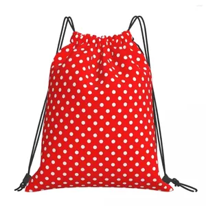Mochilas Backpack Polka Dots Red Mochilas Moda Sacos portáteis Pacote Pacote Bolsa Esportiva Bag para Estudantes de Viagem
