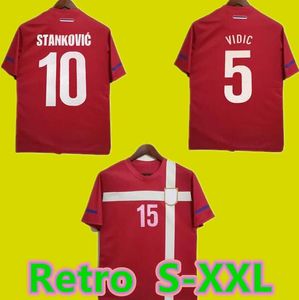 2010 Maglie da calcio retrò Serbia Serbia Casa di calcio vintage rosso 10 classiche di alta qualità di alta qualità vidic Zigic Ivanovic Jovanovic Ninkovic Kit Kits uniforme