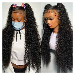 13x4 Deep Wave Deep Transparent Lace frontal Human Human Wigs para mulheres 4x4 Fechamento de renda Wig Wet and Wavy Remy Water Wig Curly