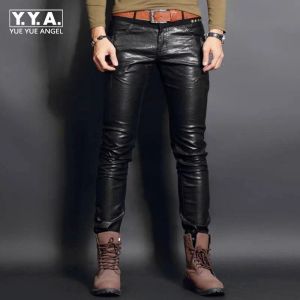 Pantaloni Top New Fashion PU Leather Mens pantaloni pantaloni motociclisti Europe Punk Man Slimt -Fit Horsers maschi PlusSo