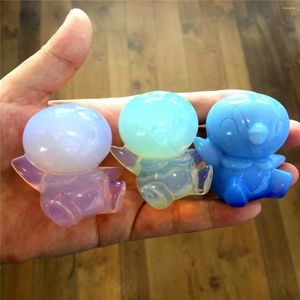 Decorative Figurines 1pcs Natural Color Opal Crystal Quartz Hand Carved Cartoon Animals Cute Chicken Crafts Home Decor Christmas Gifts