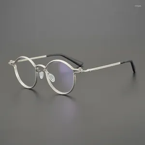 Güneş gözlüğü çerçeveleri Japon retro yuvarlak el yapımı titanyum çerçeve erkekler gözlükler gözlükleri okuma gözlükleri ultralight gafas miyopi