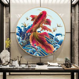 Zozack handarbete DIY Lotus Fish Peony Flower Chinese Cross Stitch Set för Full Embrodery Cross-Stitch Kit Home Wall Decoratio