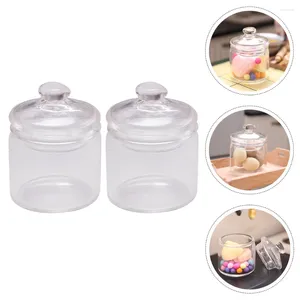 Vasos 2 PCs Sugar Bowl Jar em miniatura Decoração de casa ao ar livre Doces de vidro minúsculos Acessórios da casa