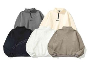 Mens Hoodies Logo Baskılı Stand Yakası Moda Tasarımcısı Hoodie Half-Zip Plus Fleece Pullover Sweatshirts8348328