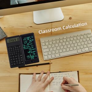 Kalkylatorer Scientific Calculator med Notepad Pen, Math Calculator Bulk 10 -siffra Stor skärm Fällbar fickkalkylator för college -kontor