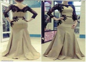Czarna koronkowa syrena długoterminowa sukienki wieczorowe Sheer Batau dekolt satynowy vestido de Renda 2018 Real obraz formalny sukienka balowa 2718309