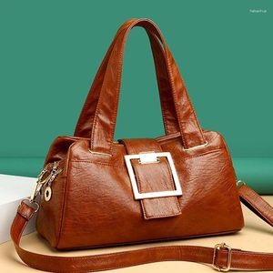 Väska kvinnor läder handväskor vintage mjuk kvinnlig crossbody axelväskor designer märke damer hög kapacitet topphandtag