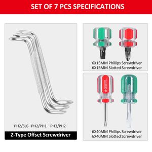 PENGGONG Double Head Offset Screwdriver Z Shaped Magnetic Mini Slotted Phillips Screwdriver for Automotive Fender Installation