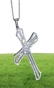 Wisiorek wielowy styl 925 srebrny bruk biały cz diament lodowane lodowane naszyjniki prezent7094790