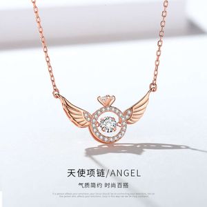 Sterling Silver S925 Angel Wings Smart Clavicle Necklace Female Minority Design Advanced Feeling Versatile Beating Heart