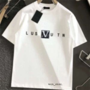 Camisa vutção de louies vutção de luxo 24sss, camisetas masculinas, camisetas de grife preto letra vermelha camisetas impressas de manga curta designer de marca de moda Top Tees