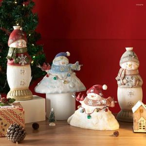 Decorative Figurines Vilead Christmas Snowman With Lights Resin Lighted Decoration Indoor LED Holiday Festive Gifts Tabletop