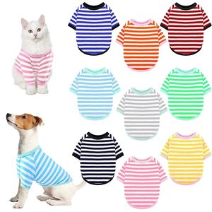 Sommer hunde gestreifte T -Shirt -Hemd atmungsaktives Haustierbekleidung bunte Welpe Sweatshirt Kleidung für kleine bis mittlere Hunde 240412