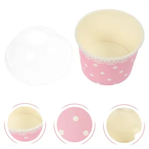 Disposable Cups Straws 50 Pcs Dessert Bowls Ice Cream Cake Container Home Supplies Pudding Paper Party Trays