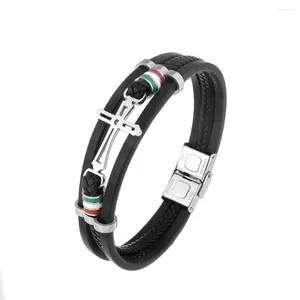 Bangle Trend multilayer de couro de tecelagem transversal encantadora de moda masculina Hip Hop Punk Acessórios Jóias de joias