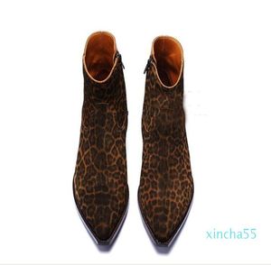 Leopard Mens Biker Boots Western Wyatt Shoes Plus Size 46 Fashion Designer Men039s Shoes Genuine leather Fashion Chelse Boots f7448634