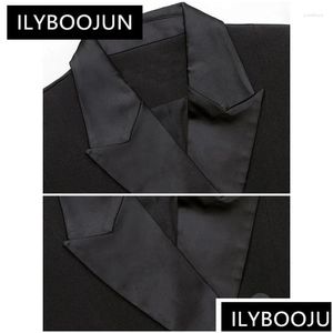 Blazer da donna Blazer Ilyboojun Slim Patchwork in pizzo per donne con seta a maniche lunghe Blazer Autumn Autumn Autum