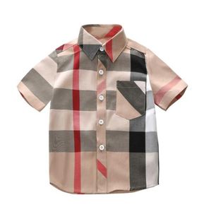 Småbarn Baby Boy Collar Shirt Solid Cotton Tops Ny Short Sleeve Blue Kids Shirts For Boys8678039