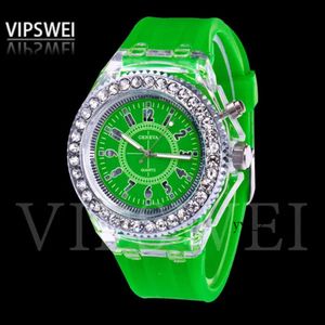 Lysande Diamond Watch USA Fashion Trend Men Woman Watches Lover Color LED Light Jelly Silicone Genève Transparent Student Wristwatch Par Kids Gift 379