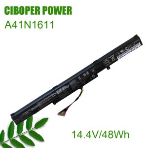 Batterier CP Äkta nytt Laptop Battery A41N1611 14.4V/48Wh/3350MAH för ROG GL553 GL553VD GL553V GL553VW Series A41LK5H A41LP4Q