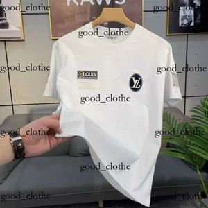 Lousis vouton çanta erkek louies vuttion gömleği şık genç pamuk kısa kollu yaz kişiselleştirilmiş ince fit çok yönlü rahat louiseviutionshirts 911