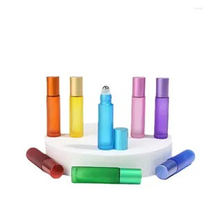 Storage Bottles Custom 10Ml Frosted Matte Black Clear Amber Roll On Empty Cosmetic Dropper Essential Oil Perfume Glass Bottle Wholesale