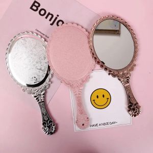 Handheld Vanity Mirror Vintage rzeźbione lustro makijażowe ręczne lustro kieszonkowe lustro Makeup Vanity Cosetyczne lustro dla kobiet