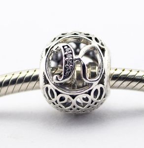 Vintage Letter K Clear CZ Silver Beads Fits Bracelets Authentic Sterling-Silver Bead DIY Charm Wholesale Charms LE015-K8904428