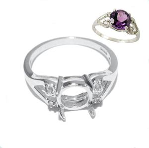 Anelli a grappolo perline né sterling argento 925 Accessori rotondi di gioielli fini fai -da -te anello gemma che imposta diamante wedding2135914