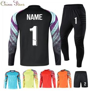 Men Kid Soccer Goalkeeper Uniform Protective Sponge Long Sleeve Football Training Top Jersey Pants Custom 240402