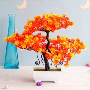 Artificial Plastic Plants Bonsai Small Tree Pot Potted Flower Garden Fake Plant Arrangement Ornaments Room Home Table Decoration y240408