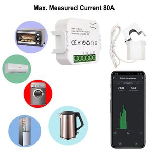 Tuya Grampo monofásico 80a Medidor de energia MobilePhone Controle de aplicativo Corrente Estatísticas de eletricidade Corrente Monitor Home