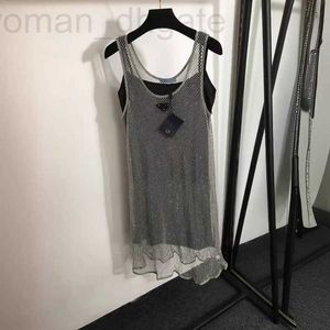 Runway Dresses designer 2024 New Metal Triangle Mesh Hollow Perspective Sling Tank Top Dress with Lining 5YA5
