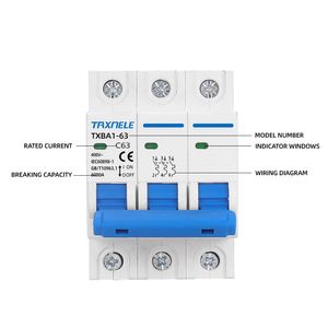 AC MCB 1P 2P 3P 4P 230V 400V 6KA Mini Circuit breaker Air Switch 10A 16A 20A 32A 40A 50A 63A Overload Short Circuit Protect