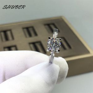 Classic 18K White Gold Brilliant Cut 1 Pass Diamond Tester D Color Cow Head Ring for Women Wedding Jewelry240412