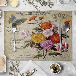 Bord mattor vintage blommor placemat bomull linnetyg Family Dinner Bordkök