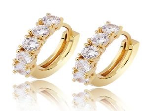 Micro Pave CZ Round Stud Hoop Earrings Gold Silver Fashion Iced Out Diamond Earring Hip Hop Rock Jewelry For Men Women7559334