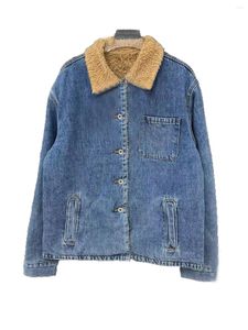 Jaquetas femininas Jacket Jacket Short Flip Collar Cotton Material confortável Versátil 2024 Inverno 1016