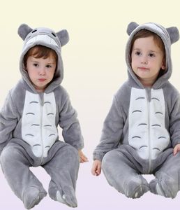 Baby Onesie Kigurumis Chłopiec Dziewczyna niemowlę Romper Totoro Costume Grey Pajama z zamkiem zimowe ubrania maluch uroczy strój Cat Fancy 21105360