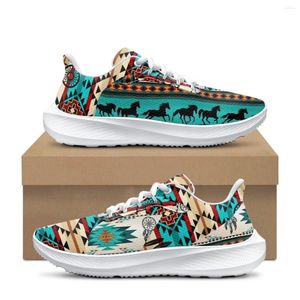 Sapatos casuais Africano Tribal Aztec Horse Light Lace Up Mesh For Mull Men Men Tamanho Grande Plataforma Sapato Non Slip Running Sneakers Presente